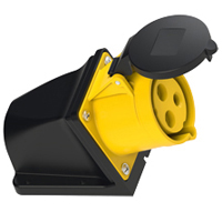 Pin and Sleeve Receptacle Outlet Devices with Box 888-1113-NS IEC 60309 Surface Mount Receptacle with Box, IP44 Rated, 30 Amp 120 Volt, 4H, IEC 309 International Pin and Sleeve Devices 